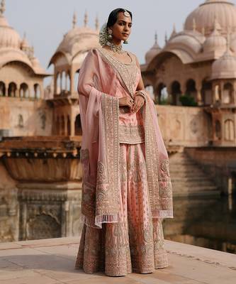 Pink embroidered silk chanderi sharara set 2