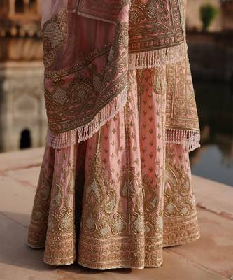 Pink embroidered silk chanderi sharara set 4