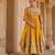 Mustard yellow embroidered silk chanderi anarkali set
