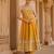 Mustard yellow embroidered silk chanderi anarkali set
