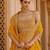 Mustard yellow embroidered silk chanderi anarkali set