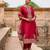Hot pink embroidered silk chanderi long kurti set