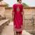 Hot pink embroidered silk chanderi long kurti set