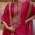 Hot pink embroidered silk chanderi long kurti set