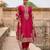 Hot pink embroidered silk chanderi long kurti set