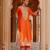 Burnt orange embroidered silk chanderi long kurti set