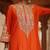 Burnt orange embroidered silk chanderi long kurti set