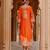 Burnt orange embroidered silk chanderi long kurti set