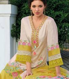 Floral Embroidered Mirror Work Straight Kurta With Trousers & Dupatta