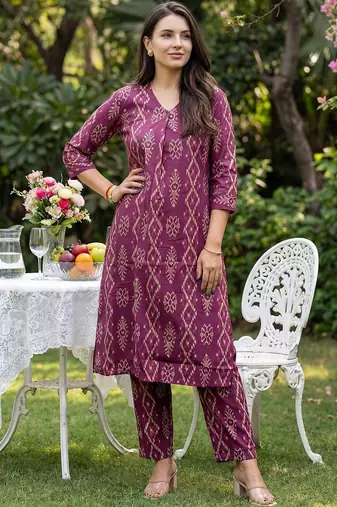 Women Ethnic Motifs Printed Regular Pure Cotton Kurta with Trousers