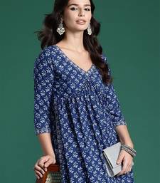 Floral Printed Empire Pure Cotton Kurta with Trousers