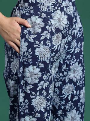 Floral Printed Empire Pure Cotton Kurta with Trousers 5