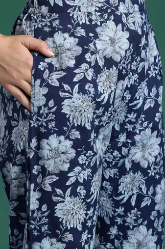 Floral Printed Empire Pure Cotton Kurta with Trousers
