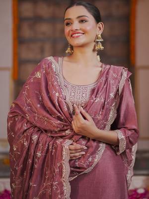 Ethnic Motifs Embroidered Kurta With Trousers & Dupatta 2