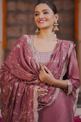 Ethnic Motifs Embroidered Kurta With Trousers & Dupatta