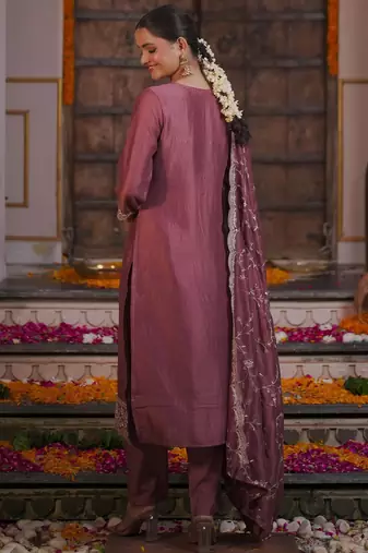 Ethnic Motifs Embroidered Kurta With Trousers & Dupatta
