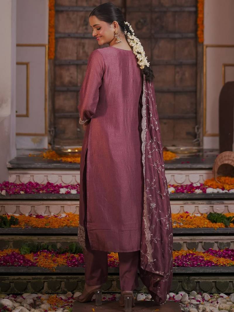 Ethnic Motifs Embroidered Kurta With Trousers & Dupatta