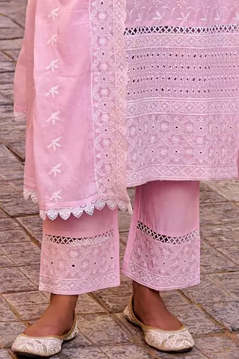 Women Ethnic Motifs Embroidered Cotton Kurta with Trousers & Dupatta