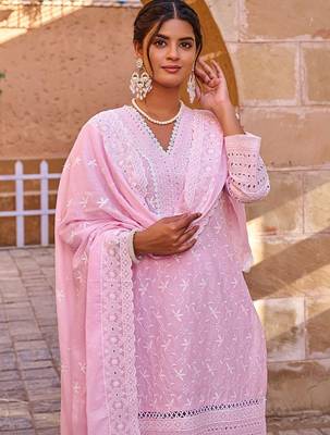 Women Ethnic Motifs Embroidered Cotton Kurta with Trousers & Dupatta 7