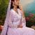 Floral Embroidered Pure Cotton Anarkali Kurta With Trousers & Dupatta