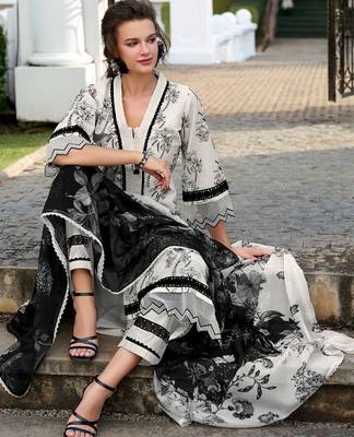 Women Floral Printed Regular Pure Cotton Kurta with Trousers & With Dupatta 2