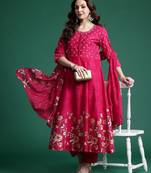 Floral Printed Pure Cotton Kurta with Trousers & Dupatta