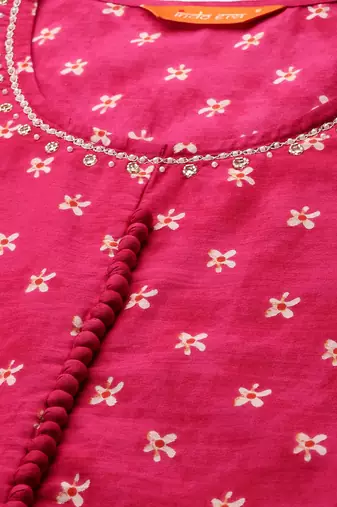 Floral Printed Pure Cotton Kurta with Trousers & Dupatta