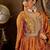 Floral Yoke Design Pleated Thread Work Anarkali Kurta With Trousers & Dupatta