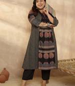 Plus Size Multi Printed A-Line Kurta Trousers Set