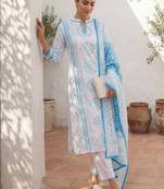 Women Ethnic Motifs Printed Regular Pure Cotton Kurta with Trousers & With Dupatta