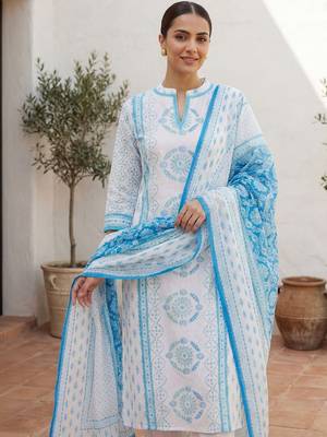 Women Ethnic Motifs Printed Regular Pure Cotton Kurta with Trousers & With Dupatta 4
