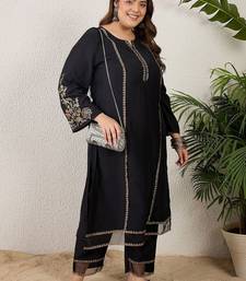 Plus Size Ethnic Motifs Embroidered Regular Thread Work Kurta with Trousers