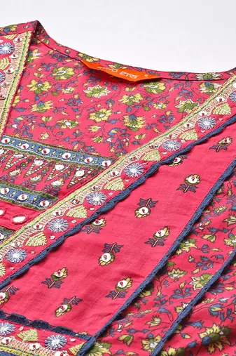 Ethnic Motifs Pure Cotton Kurta with Trousers & Dupatta