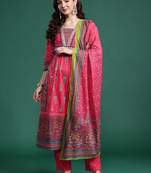 Ethnic Motifs Pure Cotton Kurta with Trousers & Dupatta