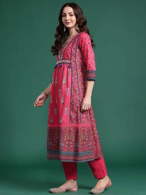 Ethnic Motifs Pure Cotton Kurta with Trousers & Dupatta 6