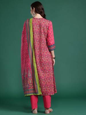 Ethnic Motifs Pure Cotton Kurta with Trousers & Dupatta 7
