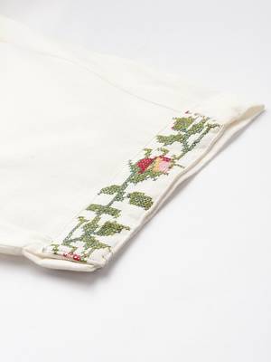 Floral Embroidered Pure Cotton Kurta with Trousers 7