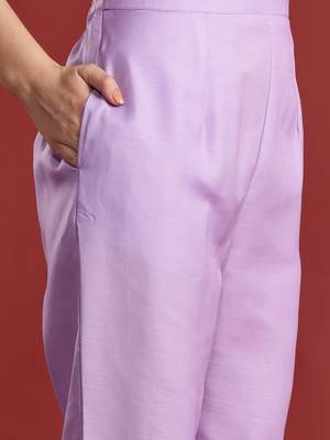 Floral Printed Thread Work Kurta with Trousers & Dupatta 4