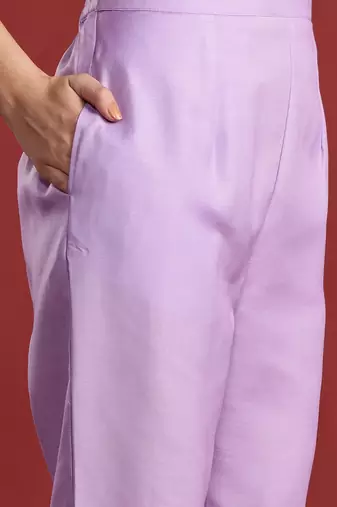 Floral Printed Thread Work Kurta with Trousers & Dupatta