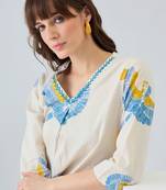 Women Printed Regular Thread Work Pure Cotton Kurta with Trousers