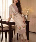 Women Ethnic Motifs Embroidered Regular Thread Work Pure Cotton Kurta with Trousers