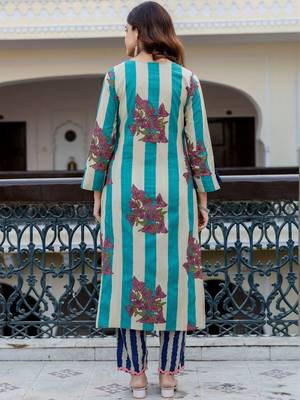 Women Printed Regular Pure Cotton Kurta with Trousers & With Dupatta 5