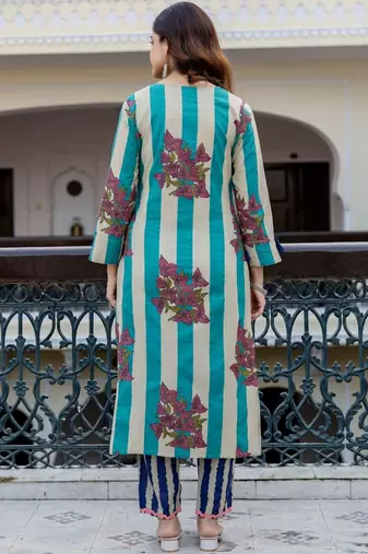Women Printed Regular Pure Cotton Kurta with Trousers & With Dupatta