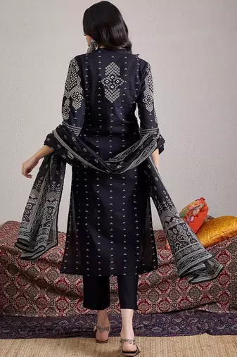 Women Ethnic Motifs Printed Regular Pure Cotton Kurta with Trousers & With Dupatta