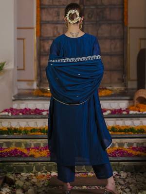 Women Ethnic Motifs Embroidered Regular Kurta with Trousers & With Dupatta 5