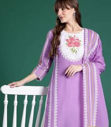 floral printed regular  cotton kurta with trousers & dupatta
