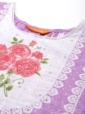 Floral Printed Regular Pure Cotton Kurta with Trousers & Dupatta 3