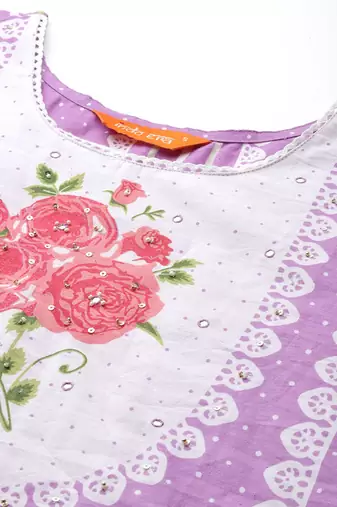 Floral Printed Regular Pure Cotton Kurta with Trousers & Dupatta