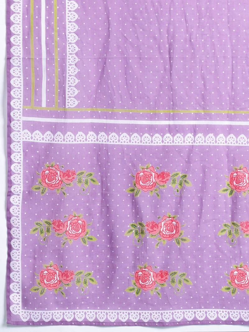 Floral Printed Regular Pure Cotton Kurta with Trousers & Dupatta