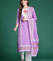 floral printed regular  cotton kurta with trousers & dupatta